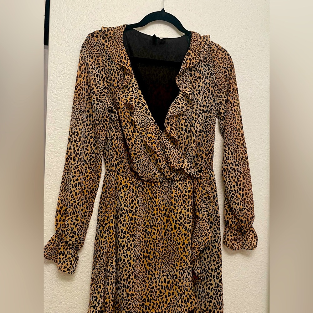 Wrap Dress Brown/leopard print H&M